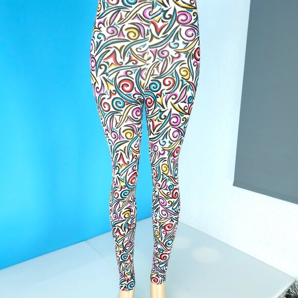 Gilda Marx VINTAGE Tights COLORFUL Printed Stretch TIGHTS Sz Small - Picture 2 of 8